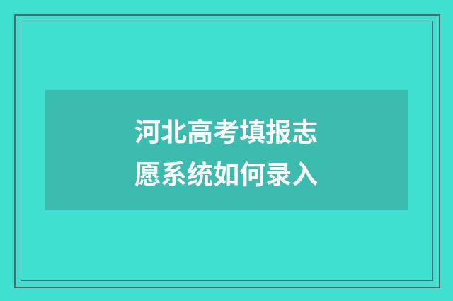 河北高考填报志愿系统如何录入