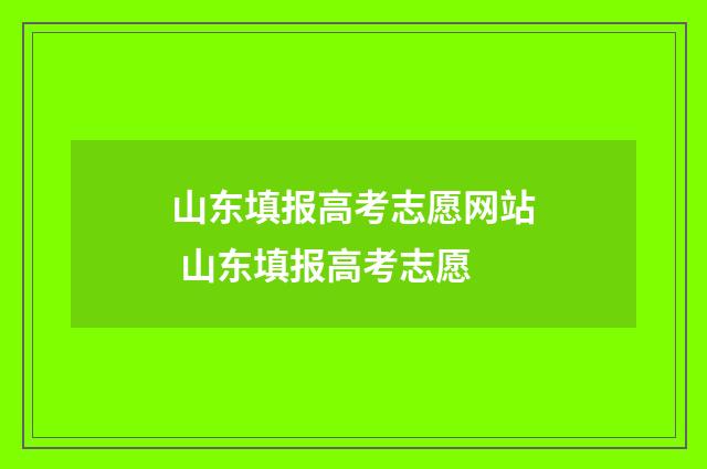 山东填报高考志愿网站 山东填报高考志愿