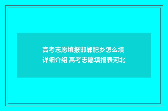 高考志愿填报邯郸肥乡怎么填 详细介绍 高考志愿填报表河北