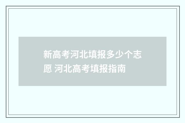 新高考河北填报多少个志愿 河北高考填报指南