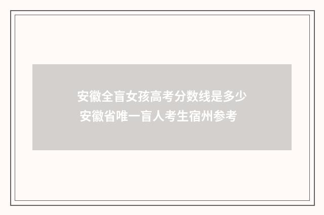 安徽全盲女孩高考分数线是多少 安徽省唯一盲人考生宿州参考