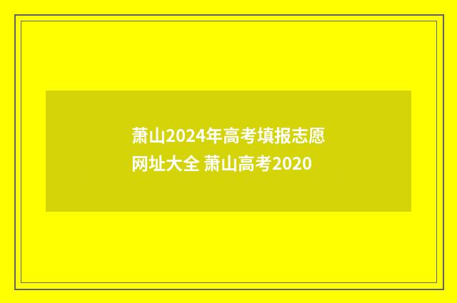 萧山2024年高考填报志愿网址大全 萧山高考2020