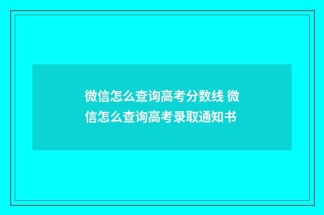 微信怎么查询高考分数线 微信怎么查询高考录取通知书