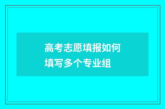 高考志愿填报如何填写多个专业组