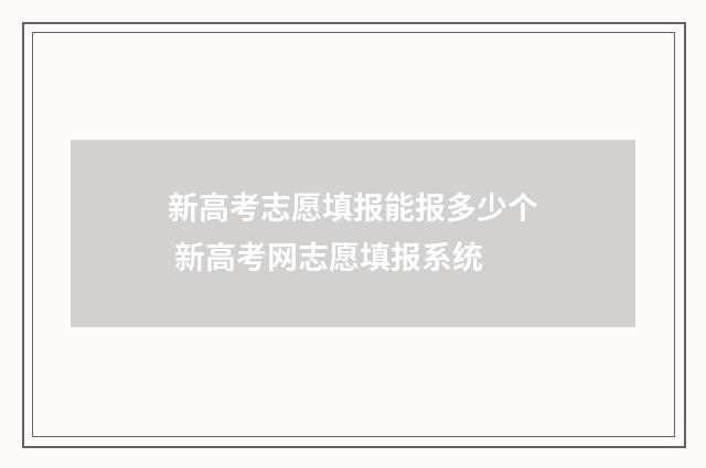 新高考志愿填报能报多少个 新高考网志愿填报系统