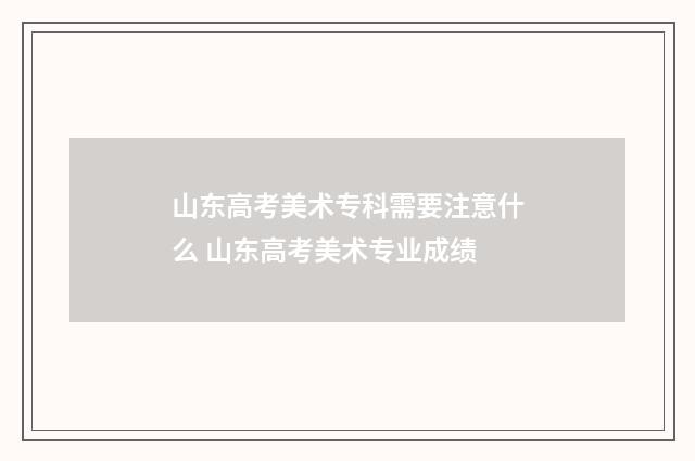 山东高考美术专科需要注意什么 山东高考美术专业成绩