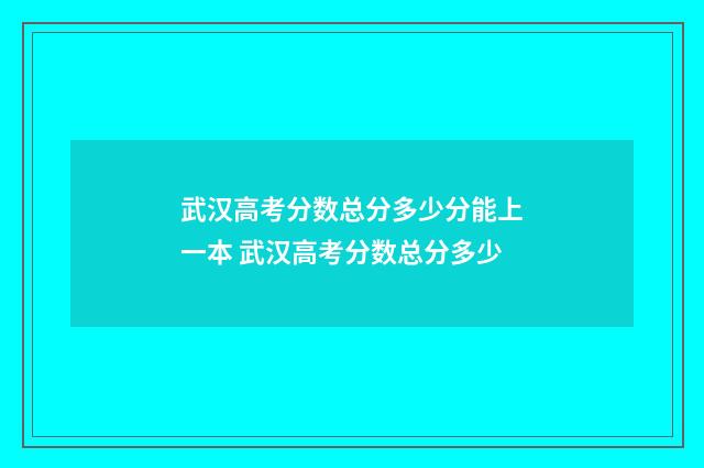 武汉高考分数总分多少分能上一本 武汉高考分数总分多少