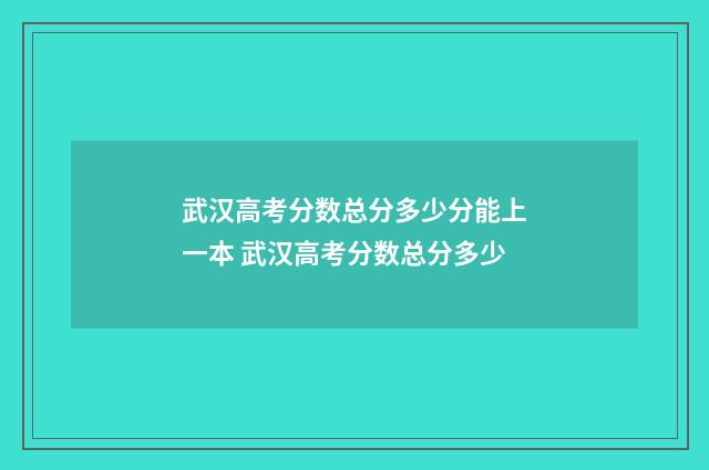 武汉高考分数总分多少分能上一本 武汉高考分数总分多少