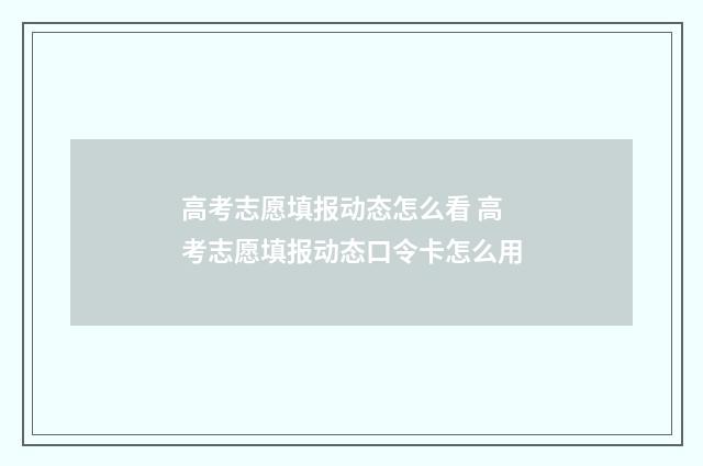 高考志愿填报动态怎么看 高考志愿填报动态口令卡怎么用