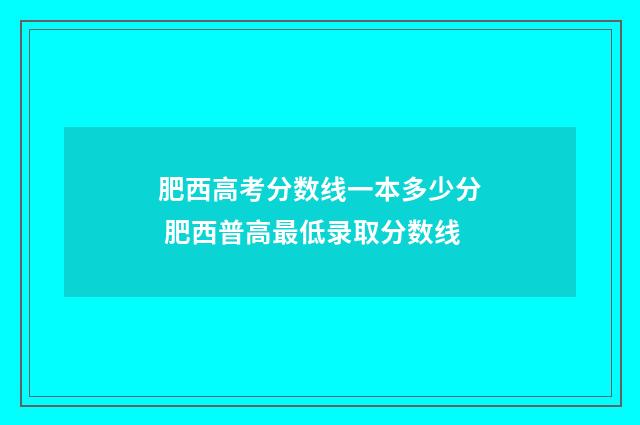 肥西高考分数线一本多少分 肥西普高最低录取分数线