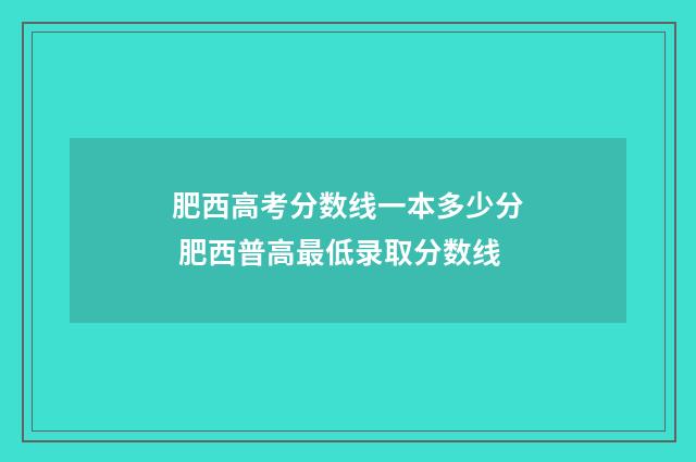 肥西高考分数线一本多少分 肥西普高最低录取分数线