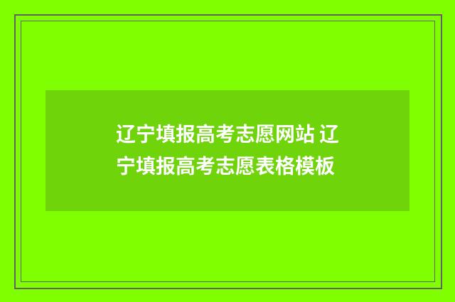 辽宁填报高考志愿网站 辽宁填报高考志愿表格模板