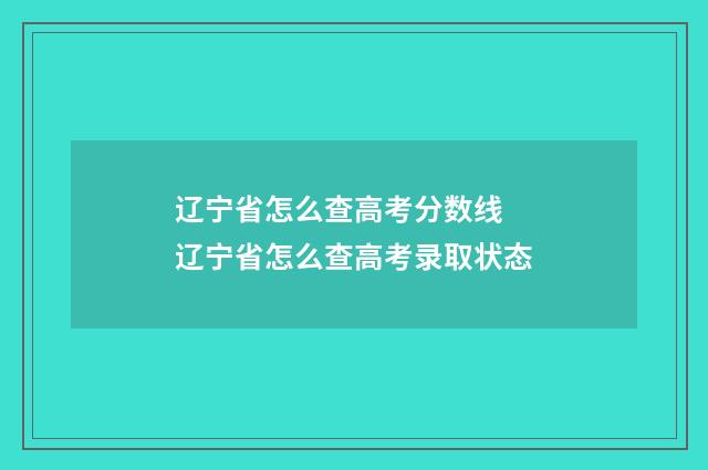 辽宁省怎么查高考分数线 辽宁省怎么查高考录取状态