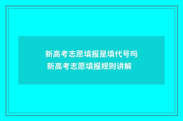 新高考志愿填报是填代号吗 新高考志愿填报规则讲解