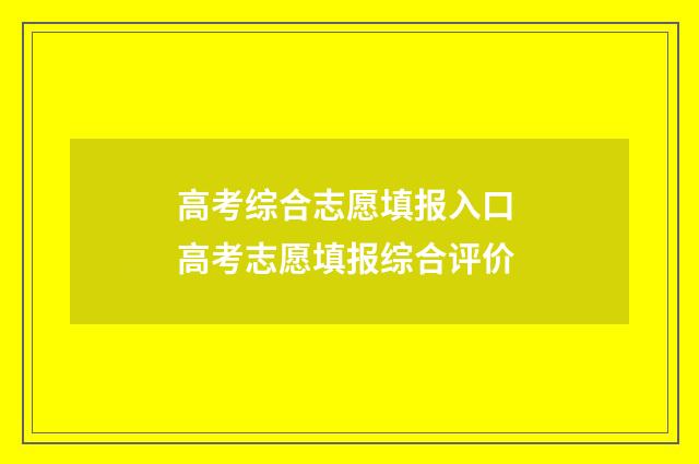 高考综合志愿填报入口 高考志愿填报综合评价