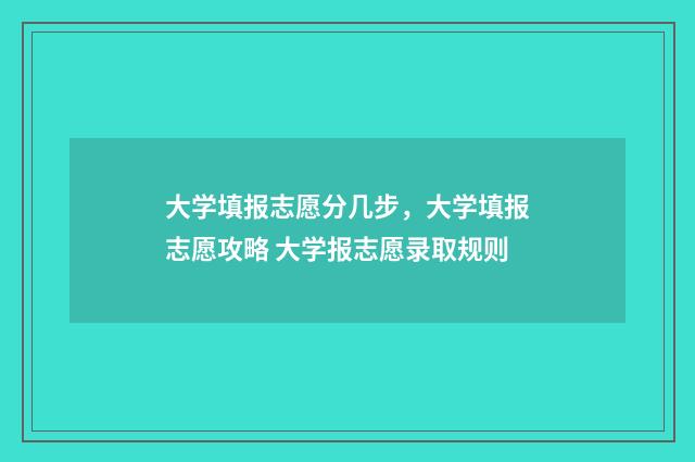 大学填报志愿分几步，大学填报志愿攻略 大学报志愿录取规则
