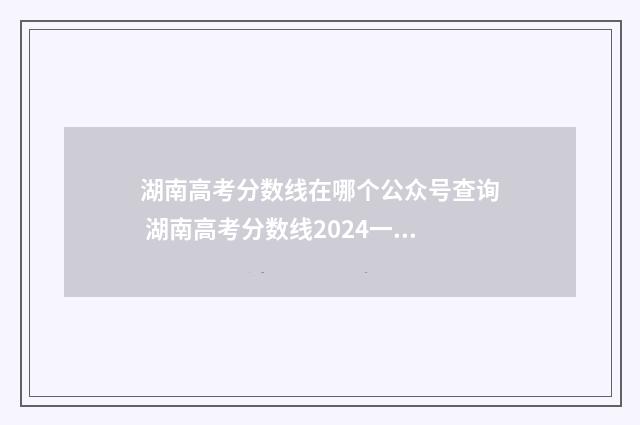 湖南高考分数线在哪个公众号查询 湖南高考分数线2024一本,二本,专科