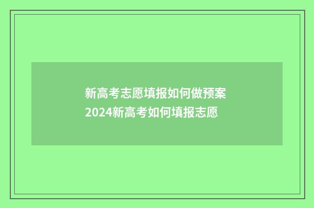 新高考志愿填报如何做预案 2024新高考如何填报志愿