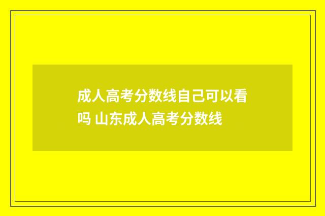 成人高考分数线自己可以看吗 山东成人高考分数线