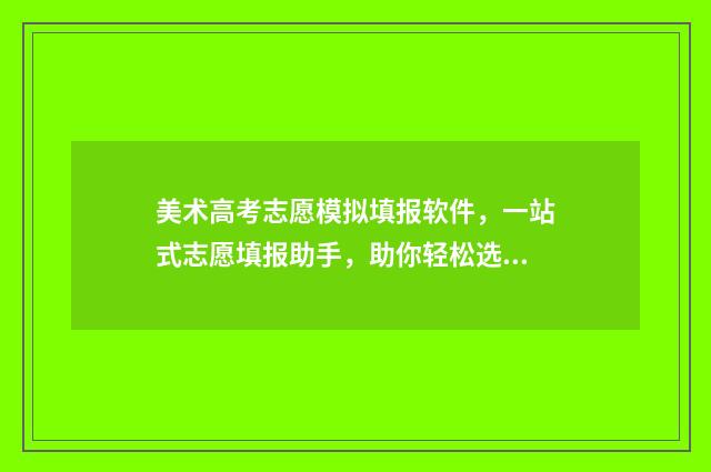 美术高考志愿模拟填报软件，一站式志愿填报助手，助你轻松选择理想院校 美术高考志愿模式有哪些