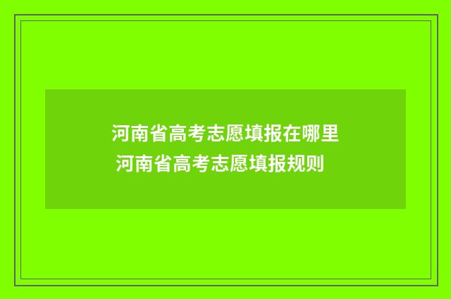 河南省高考志愿填报在哪里 河南省高考志愿填报规则