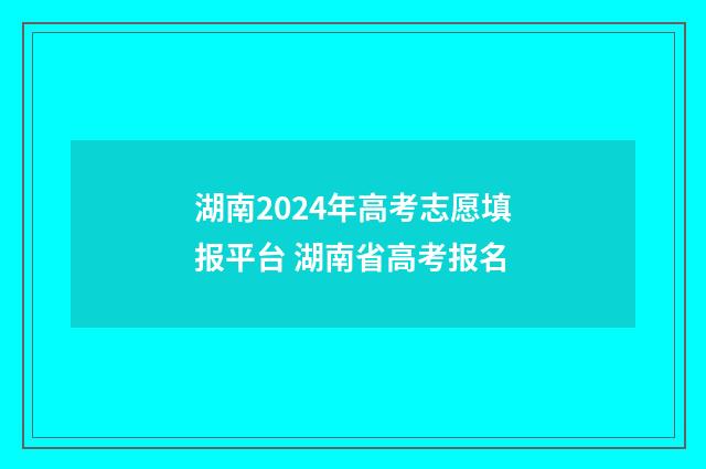 湖南2024年高考志愿填报平台 湖南省高考报名