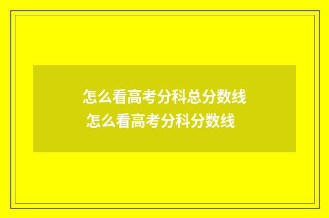 怎么看高考分科总分数线 怎么看高考分科分数线