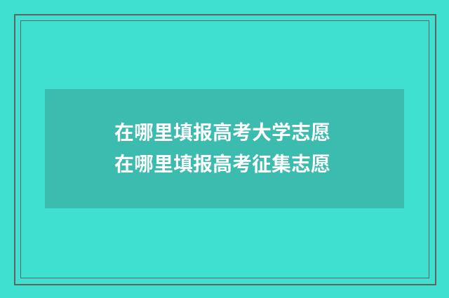 在哪里填报高考大学志愿 在哪里填报高考征集志愿
