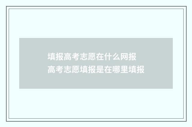 填报高考志愿在什么网报 高考志愿填报是在哪里填报