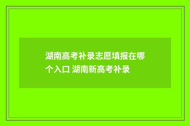 湖南高考补录志愿填报在哪个入口 湖南新高考补录