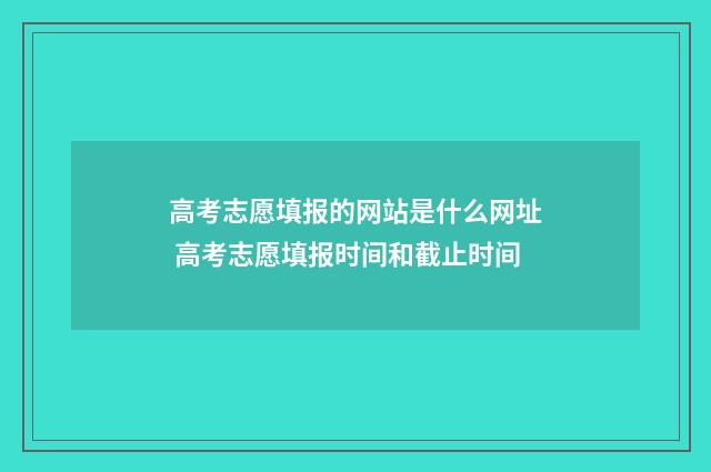 高考志愿填报的网站是什么网址 高考志愿填报时间和截止时间