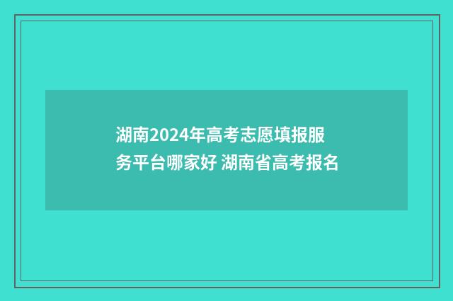 湖南2024年高考志愿填报服务平台哪家好 湖南省高考报名