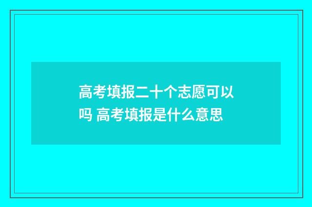 高考填报二十个志愿可以吗 高考填报是什么意思