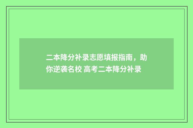 二本降分补录志愿填报指南，助你逆袭名校 高考二本降分补录
