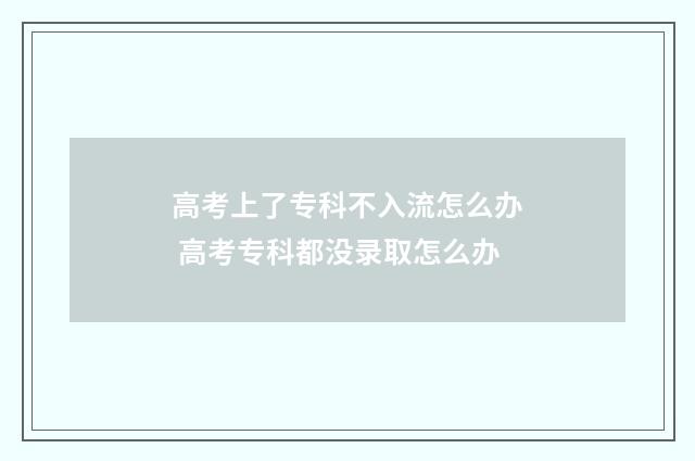 高考上了专科不入流怎么办 高考专科都没录取怎么办
