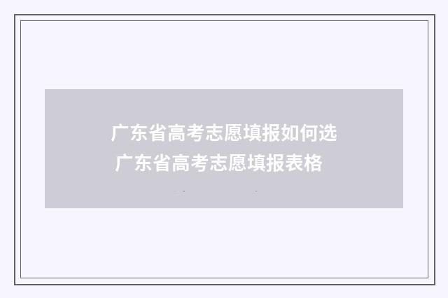 广东省高考志愿填报如何选 广东省高考志愿填报表格