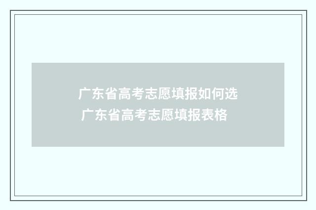 广东省高考志愿填报如何选 广东省高考志愿填报表格
