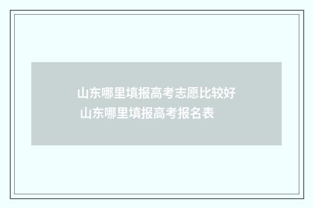 山东哪里填报高考志愿比较好 山东哪里填报高考报名表