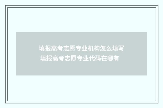填报高考志愿专业机构怎么填写 填报高考志愿专业代码在哪有