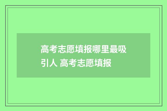 高考志愿填报哪里最吸引人 高考志愿填报