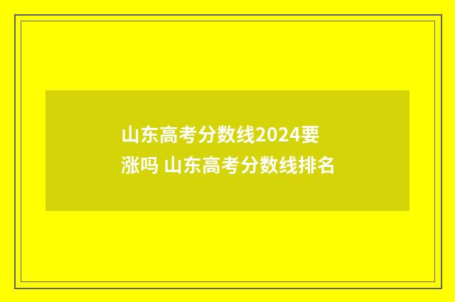 山东高考分数线2024要涨吗 山东高考分数线排名