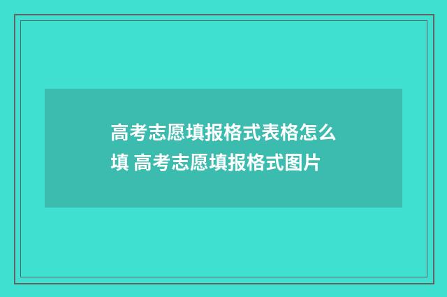 高考志愿填报格式表格怎么填 高考志愿填报格式图片
