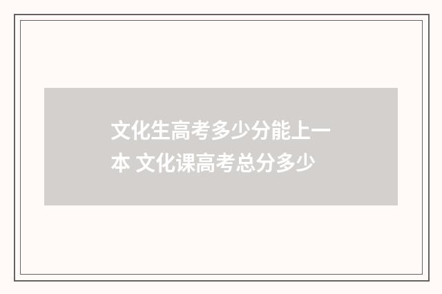文化生高考多少分能上一本 文化课高考总分多少