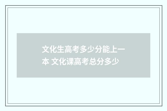 文化生高考多少分能上一本 文化课高考总分多少