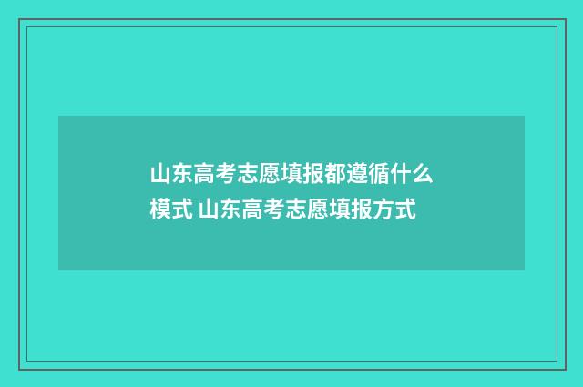 山东高考志愿填报都遵循什么模式 山东高考志愿填报方式