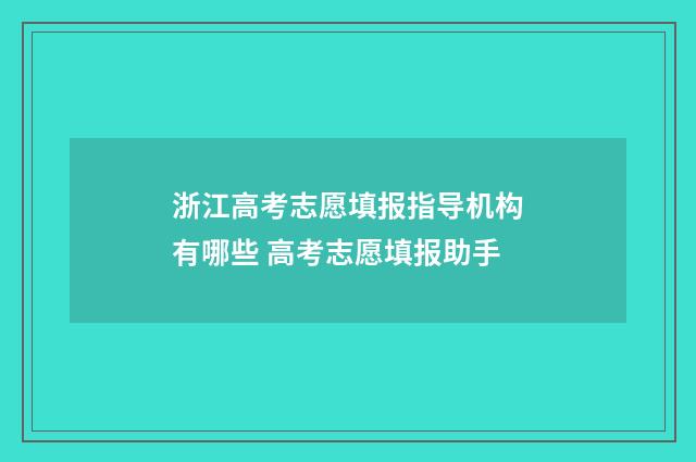浙江高考志愿填报指导机构有哪些 高考志愿填报助手