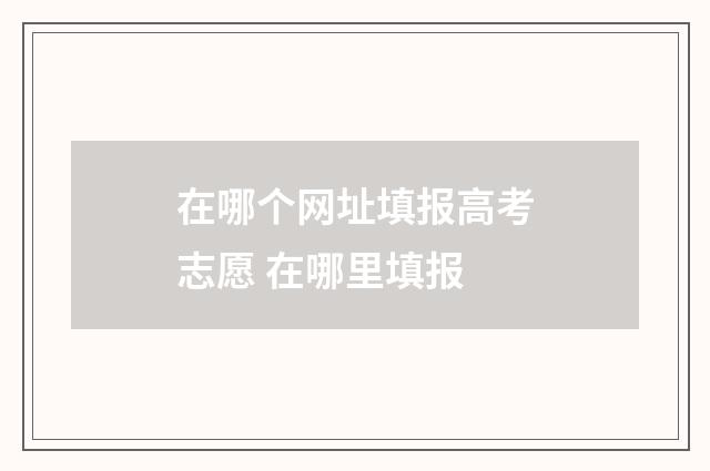 在哪个网址填报高考志愿 在哪里填报