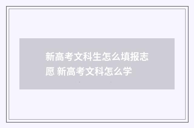 新高考文科生怎么填报志愿 新高考文科怎么学