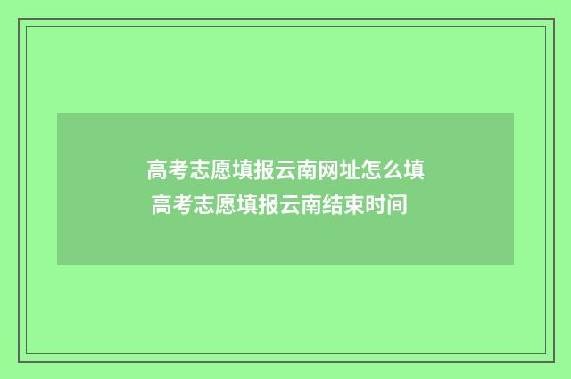 高考志愿填报云南网址怎么填 高考志愿填报云南结束时间