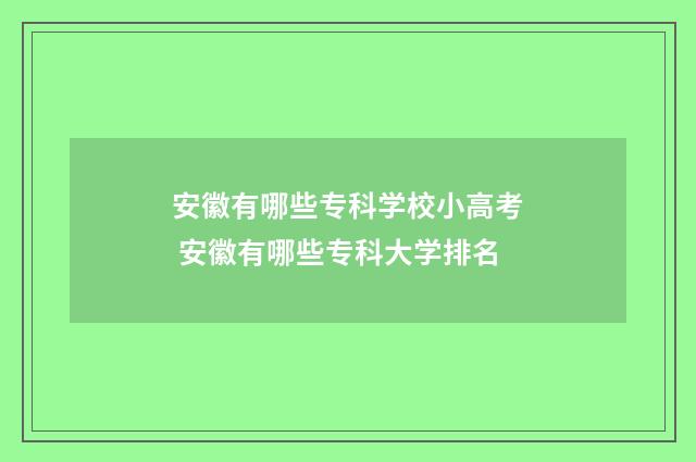 安徽有哪些专科学校小高考 安徽有哪些专科大学排名